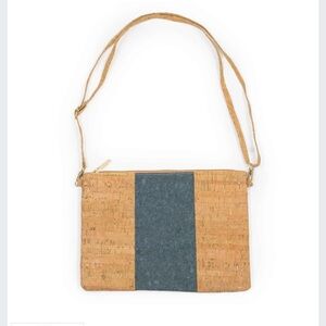 New Natural Cork Handbags Color Block Grey G1